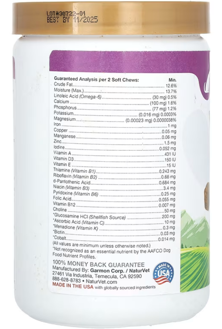 VitaPet Senior, Vitaminas Diarias más Glucosamina, 120 Masticables Suaves