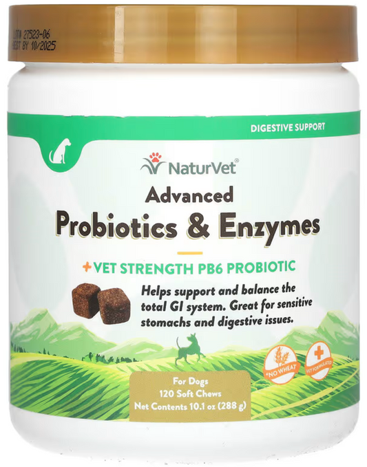 Probióticos y Enzimas Avanzadas, más PB6. 120 Masticables Suaves