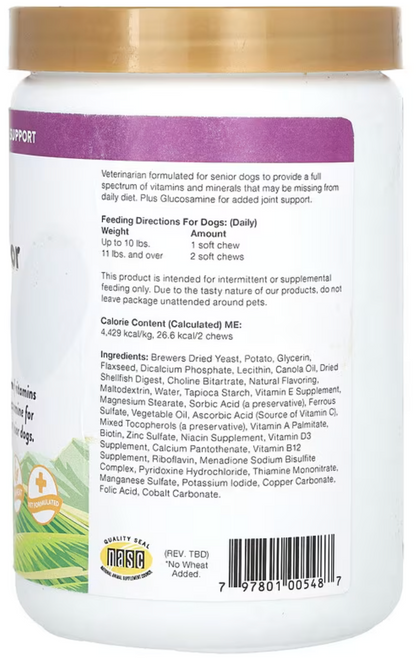 VitaPet Senior, Vitaminas Diarias más Glucosamina, 120 Masticables Suaves