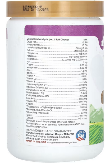 VitaPet Senior, Vitaminas Diarias más Glucosamina, 120 Masticables Suaves